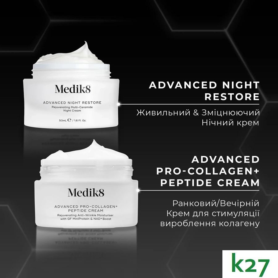 Advanced Pro-Collagen+ Peptide Cream | омолоджуючий зволожуючий крем MEDIK8, 50 мл